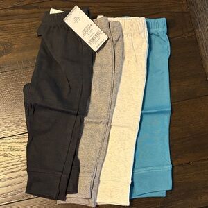 Baby 4 Pack Cotton Pants - Black, Gray, Cream, Blue